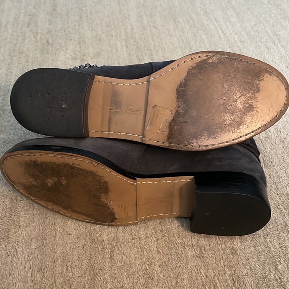 Gray Suede Ankle boots with wrap around chain detail - Picture 5 of 8